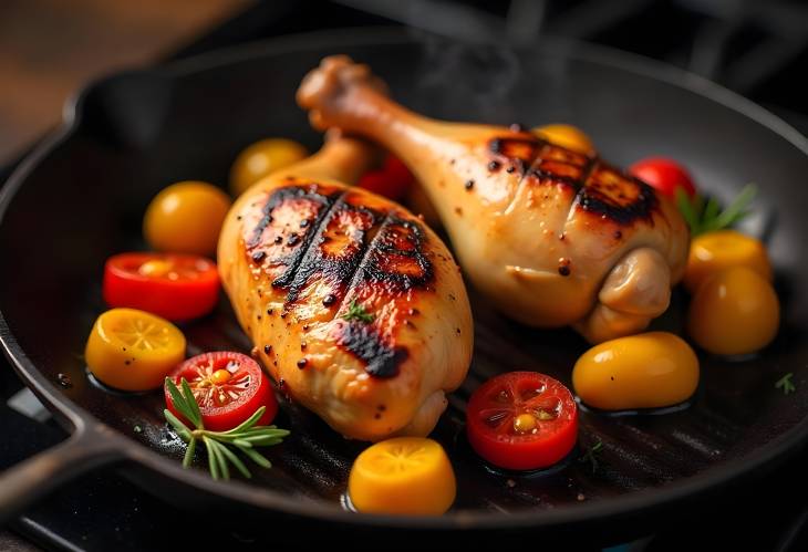 Juicy Grilled Chicken and Veggies on the Grill Pan